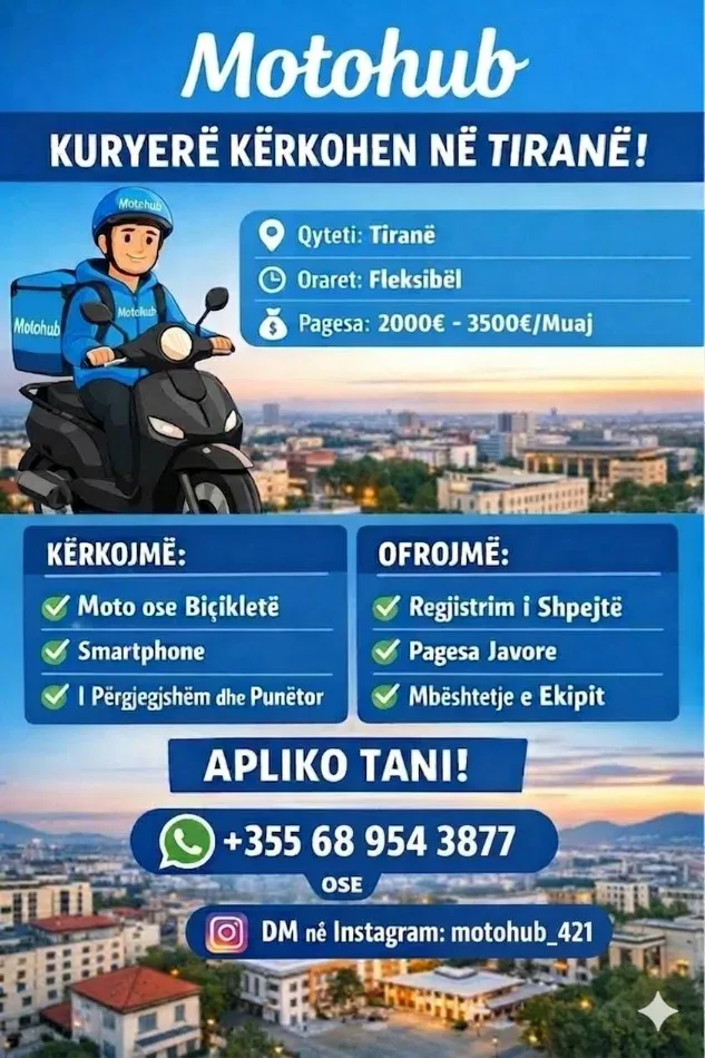 You can become a courier of MOTOHUB SHPK with very favorable conditions